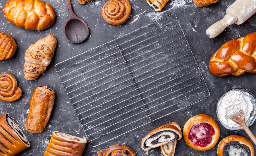 An assortment of pastries and bread that benefit from baking with duck eggs.