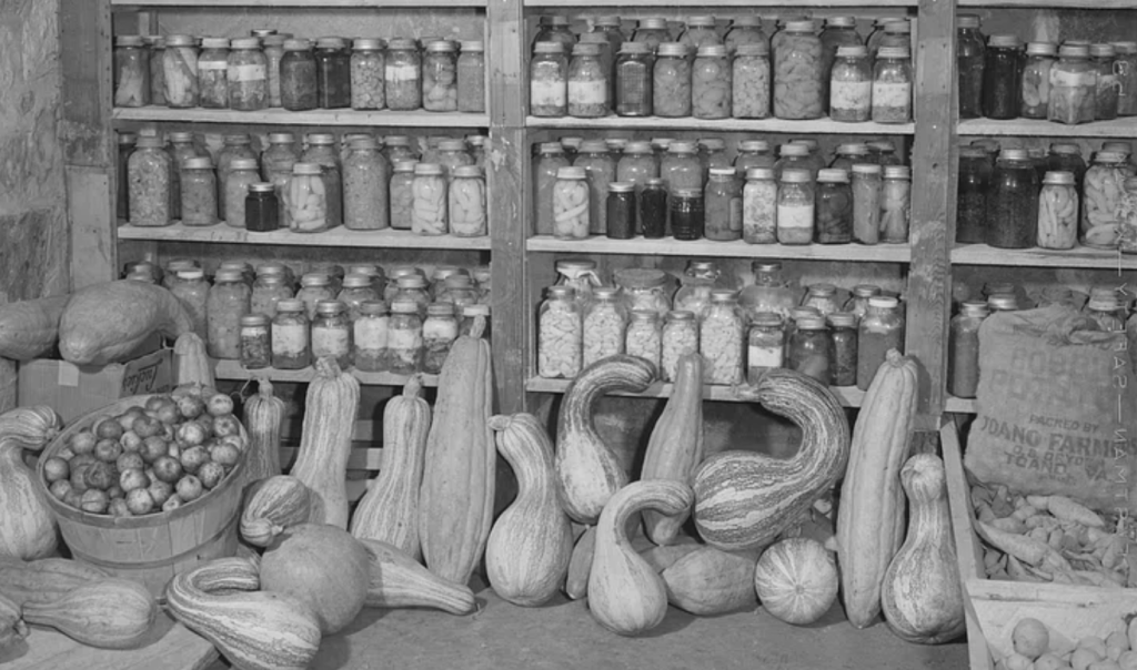 Black and white photo of an old root cellar illustrating this time-tested method of food preservation.